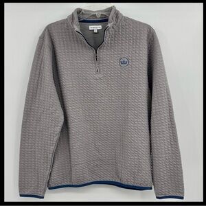 Peter Millar Men's Gale Grey Quad Quilted Quarter-Zip Pullover Shirt SZ Medium